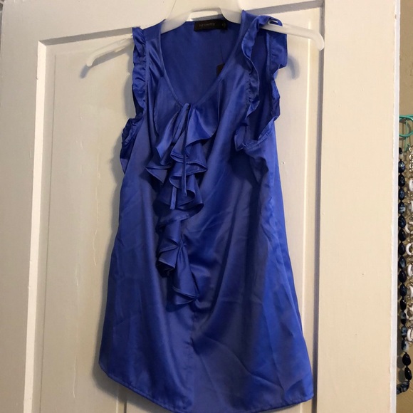 The Limited Tops - Silky shell with ruffle and tie